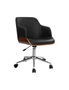 Artiss Wooden Office Chair Fabric Seat Black, hi-res