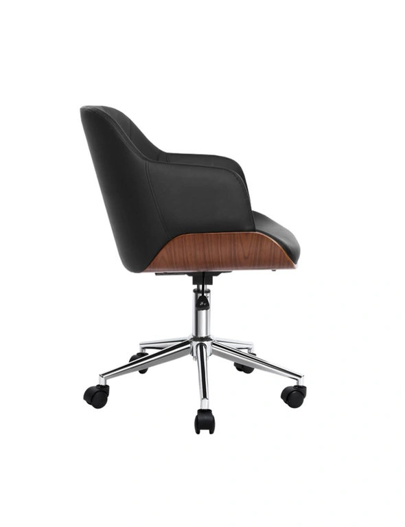 Artiss Wooden Office Chair Fabric Seat Black, hi-res image number null