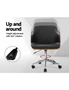 Artiss Wooden Office Chair Fabric Seat Black, hi-res
