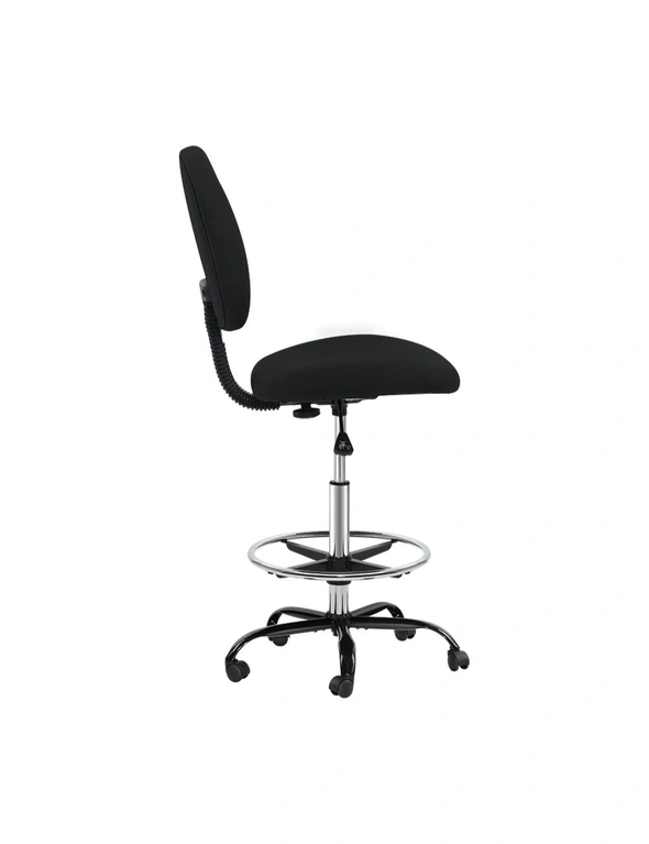 Artiss Office Chair Drafting Stool Fabric Chairs Black, hi-res image number null