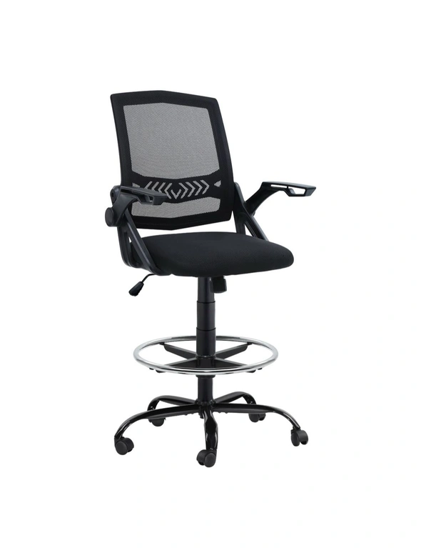 Artiss Office Chair Drafting Stool Mesh Chairs Black, hi-res image number null