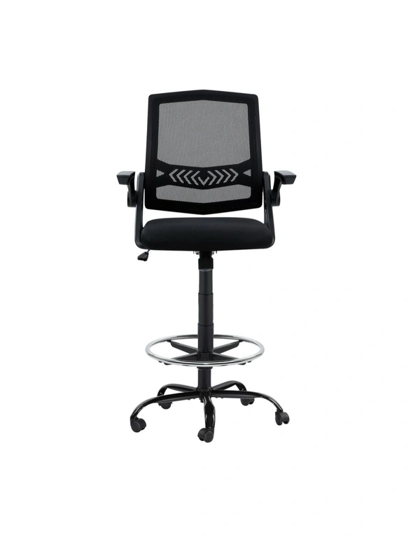 Artiss Office Chair Drafting Stool Mesh Chairs Black, hi-res image number null