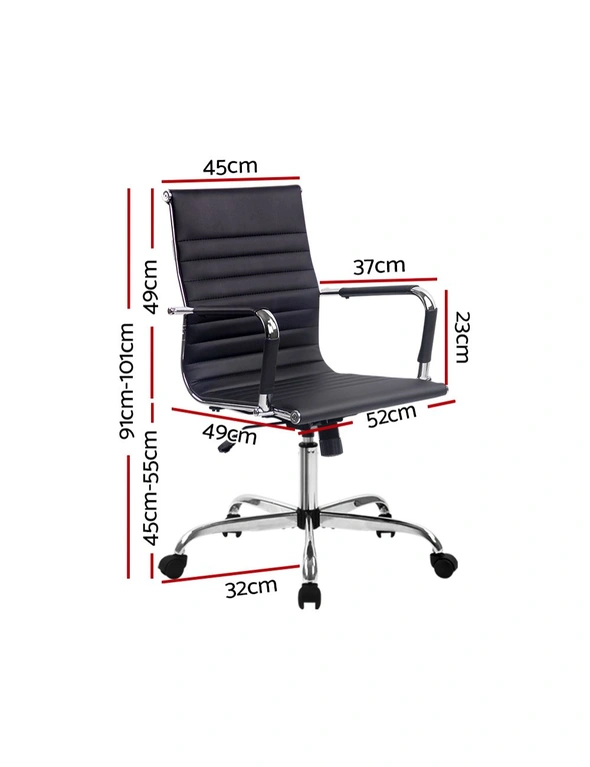 Artiss Office Chair PU Leather Mid Back Black, hi-res image number null