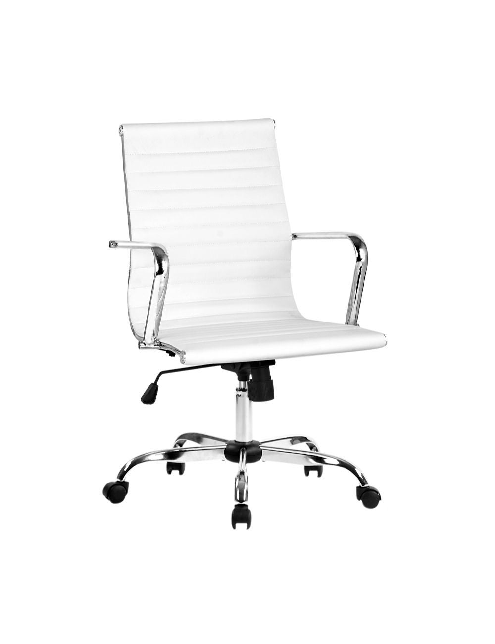 Artiss Office Chair PU Leather Mid Back White | EziBuy Australia