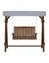 Gardeon Outdoor Wooden Swing Chair Garden Bench Canopy Cushion 2 Seater Charcoal, hi-res