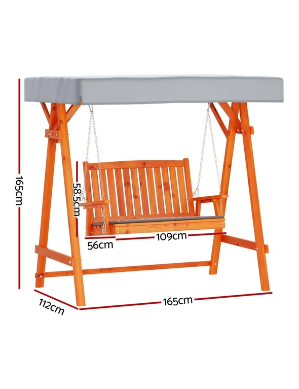 Gardeon Swing Chair Wooden Garden Bench Canopy 2 Seater Outdoor Furniture, hi-res image number null