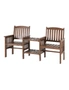 Gardeon Outdoor Garden Bench Loveseat Wooden Table Chairs Patio Furniture Brown, hi-res