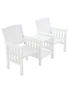 Gardeon Outdoor Garden Bench Loveseat Wooden Table Chairs Patio Furniture White, hi-res
