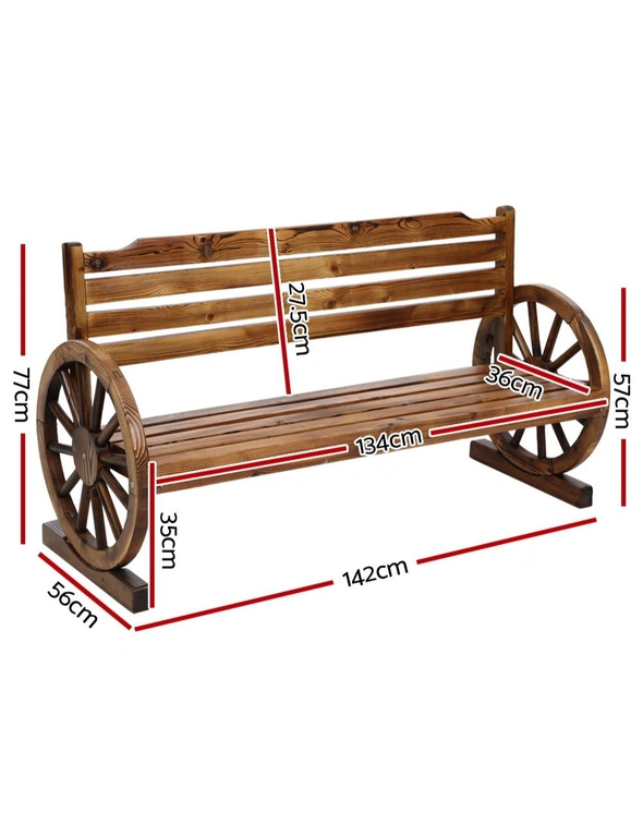 Gardeon Outdoor Garden Bench Wooden 3 Seat Wagon Chair Lounge Patio Furniture, hi-res image number null