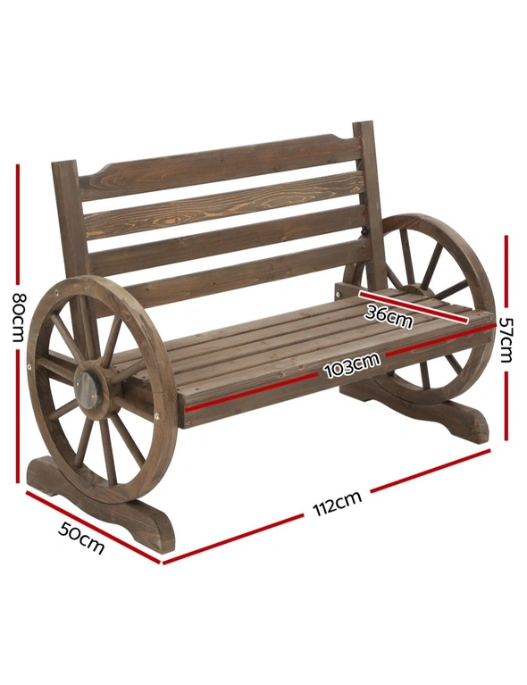 Gardeon Outdoor Garden Bench Wooden 2 Seat Wagon Chair Patio Furniture Teak, hi-res image number null