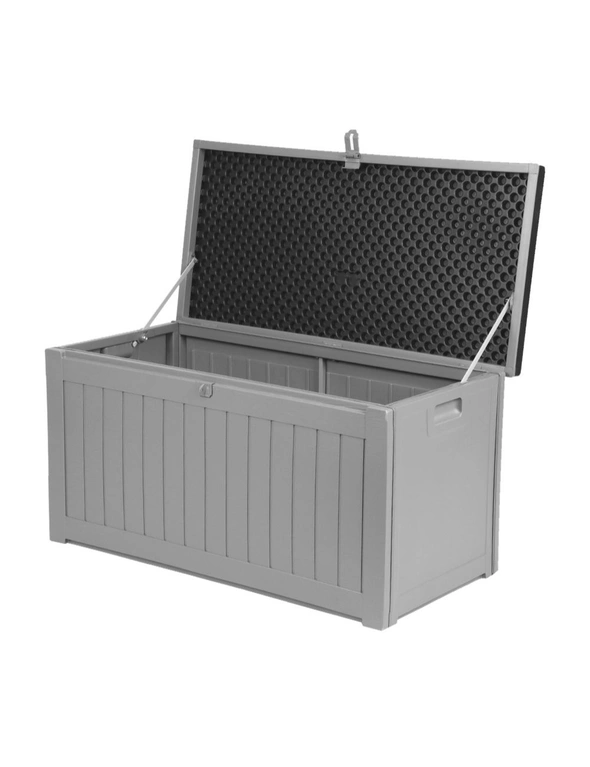 Gardeon Outdoor Storage Box 190L Container Lockable Garden Bench Tool Shed Black, hi-res image number null