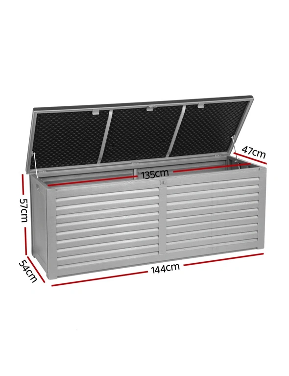 Gardeon Outdoor Storage Box 390L Container Lockable Garden Bench Tools Toy Shed Black, hi-res image number null