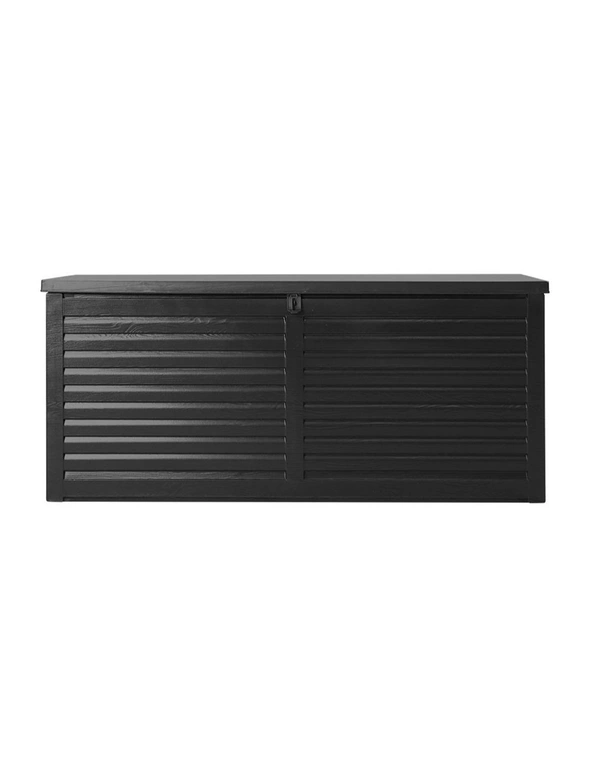 Gardeon Outdoor Storage Box 490L Container Lockable Garden Bench Shed Tools Toy All Black, hi-res image number null