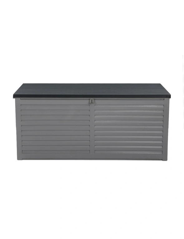 Gardeon Outdoor Storage Box 490L Container Lockable Garden Bench Tools Toy Shed Black, hi-res image number null