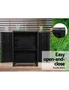 Gardeon 92cm Outdoor Storage Cabinet Box Lockable Cupboard Sheds Garage Adjustable Black, hi-res