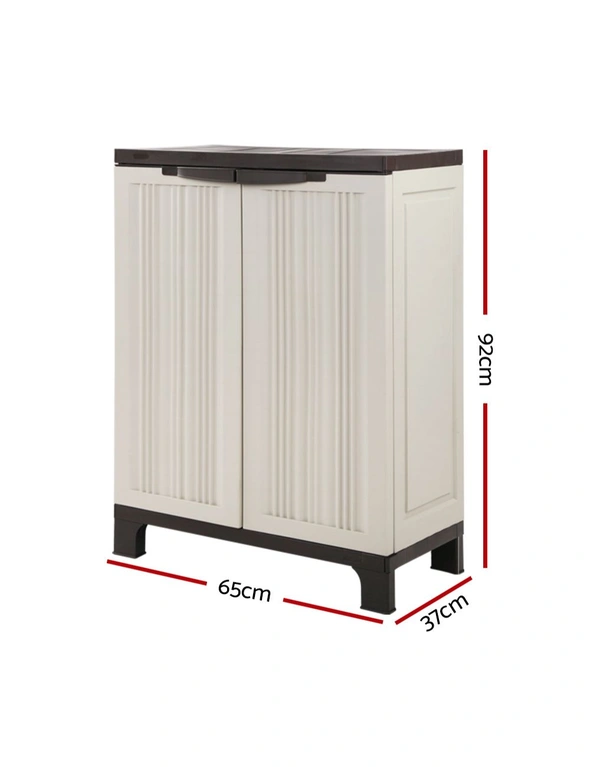 Gardeon 92cm Outdoor Storage Cabinet Box Lockable Cupboard Sheds Garage Adjustable Beige, hi-res image number null