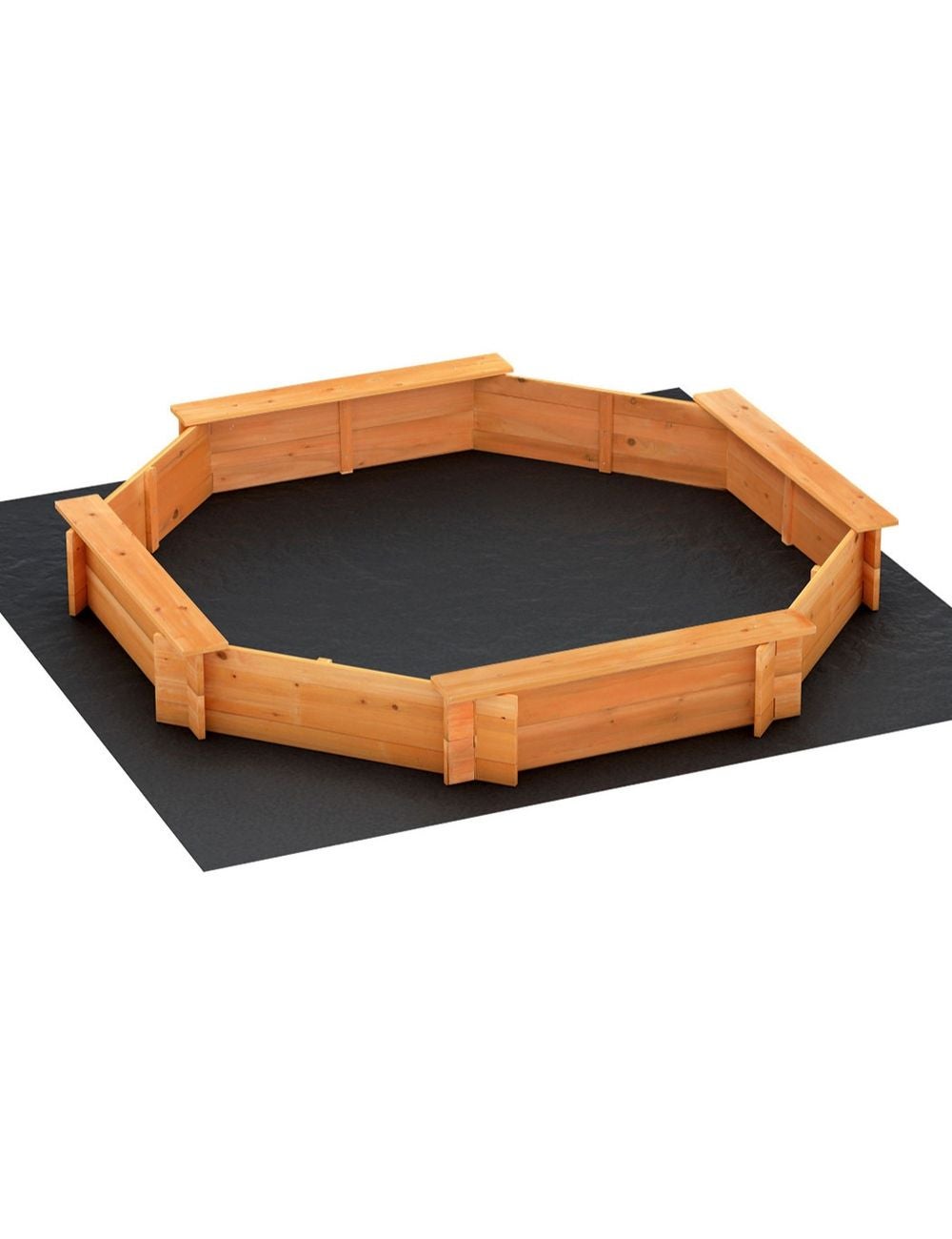 Keezi Kids Sandpit Wooden Round Sand Pit with Cover Bench Seat Beach ...