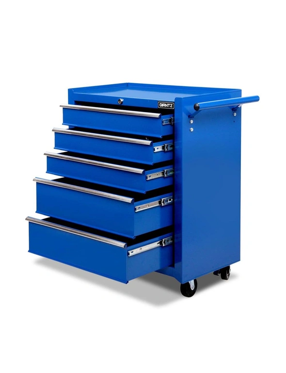 Giantz 5 Drawer Tool Box Cabinet Chest Trolley Box Garage Storage Toolbox Blue, hi-res image number null