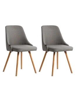 Artiss Dining Chairs Fabric Grey Set of 2 Kalmar