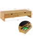 Bamboo Monitor Stand Desk Organizer with 2 Drawers, hi-res
