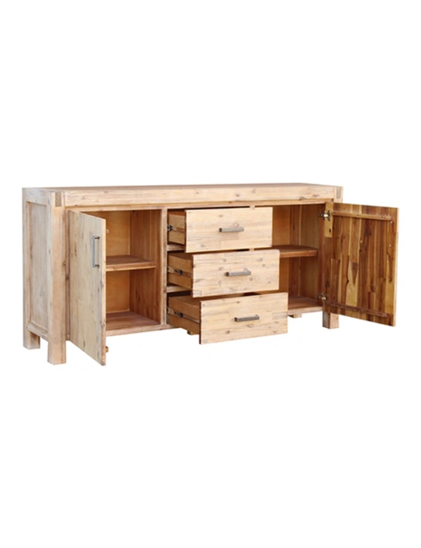 Buffet Sideboard in Oak Colour Constructed with Solid Acacia Wooden Frame Storage Cabinet with Drawers, hi-res image number null