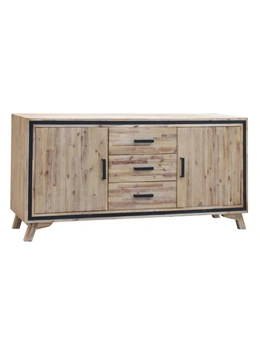 Buffet Sideboard in Silver Brush Colour with Solid Acacia & Veneer Wooden Frame Storage Cabinet with Drawers