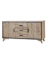Buffet Sideboard in Silver Brush Colour with Solid Acacia & Veneer Wooden Frame Storage Cabinet with Drawers, hi-res