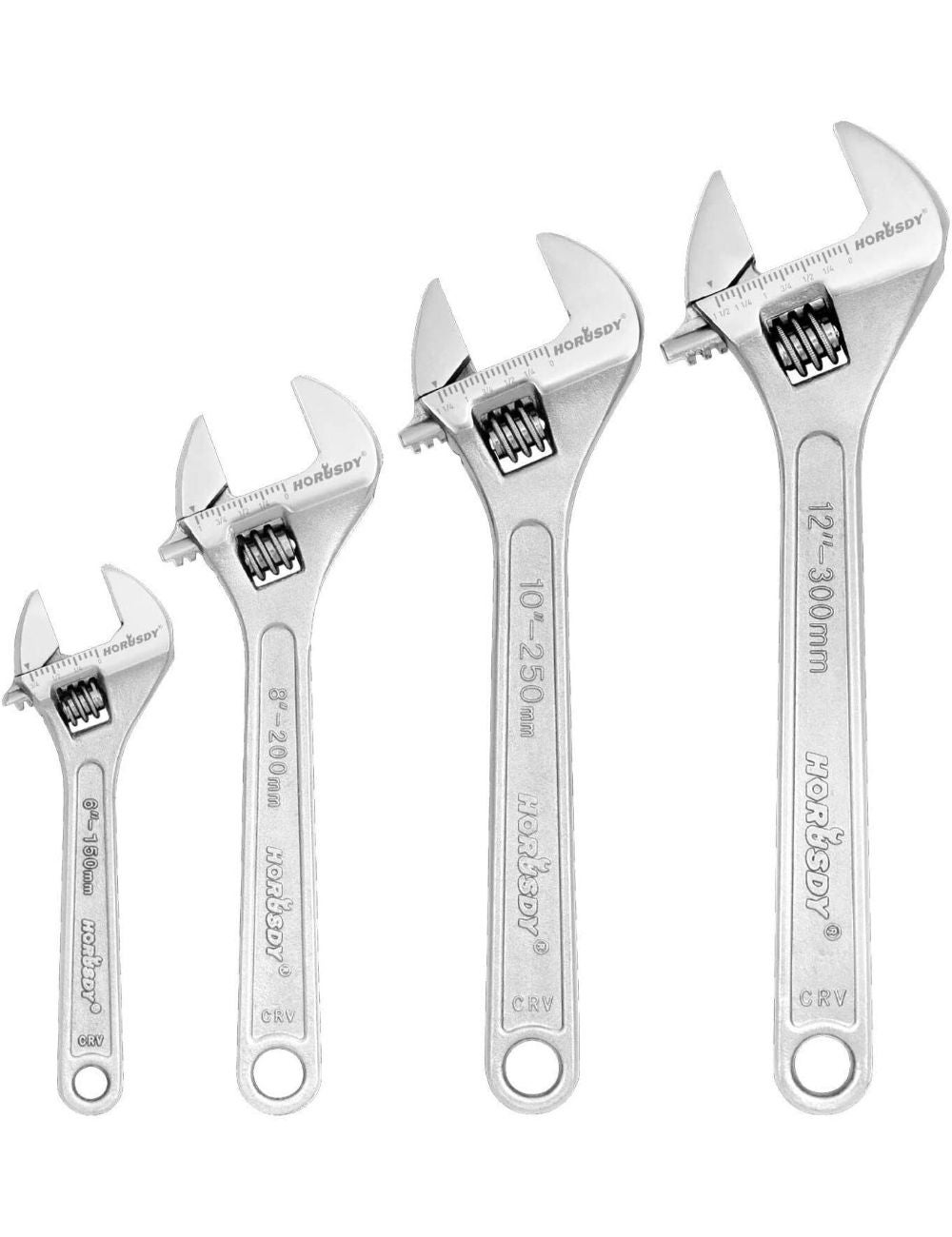 4Pc Adjustable Wrench Set Heavy Duty Shifter Spanner Wide Open Jaw 6