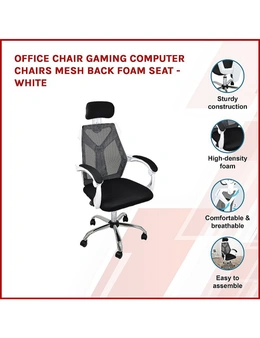 Office Chair Gaming Computer Chairs Mesh Back Foam Seat - White