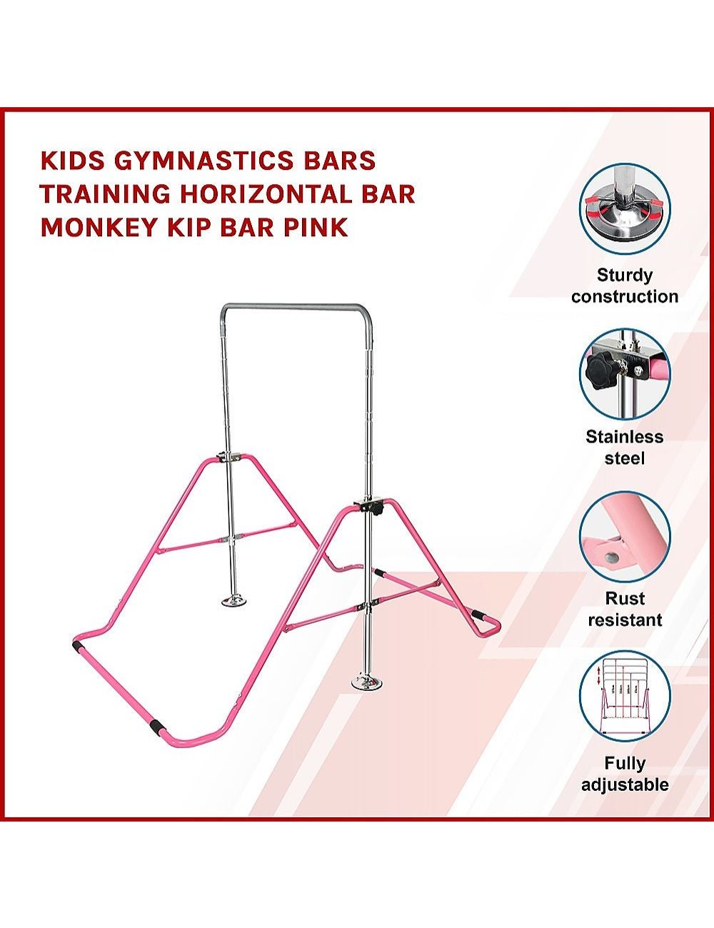 Kids Gymnastics Bars Training Horizontal Bar Monkey Kip Bar Pink ...