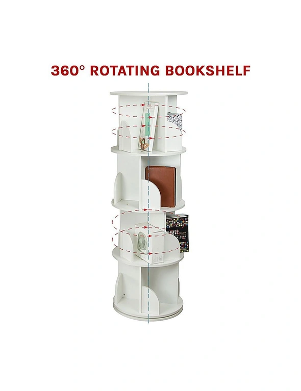 360-degree Rotating 4 Tier Display Shelf Bookcase Organiser, hi-res image number null