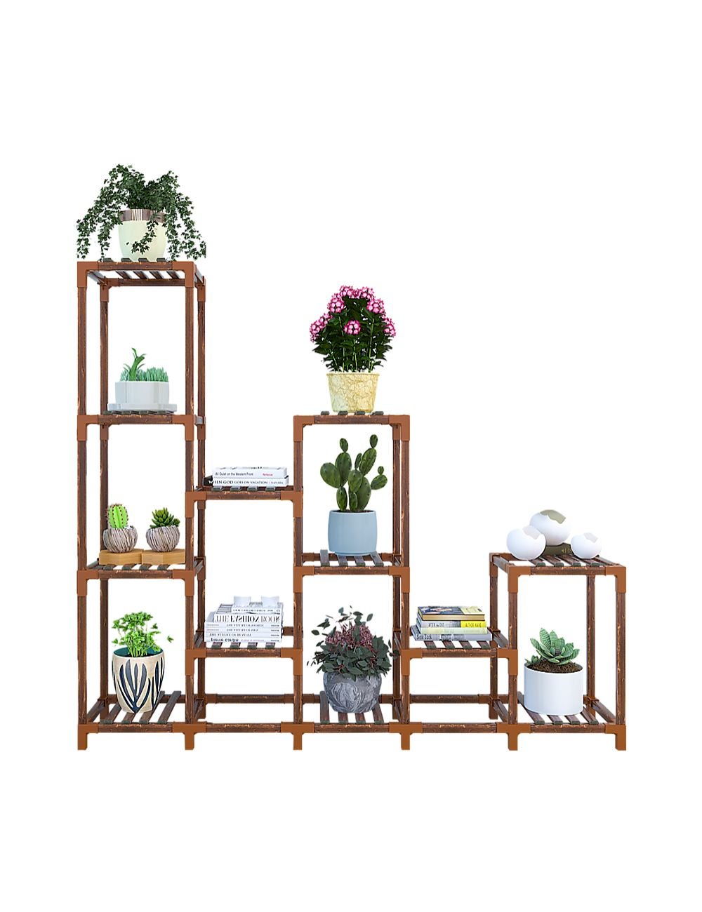 Indoor Outdoor Garden Plant Stand Planter Flower Pot Shelf Wooden ...