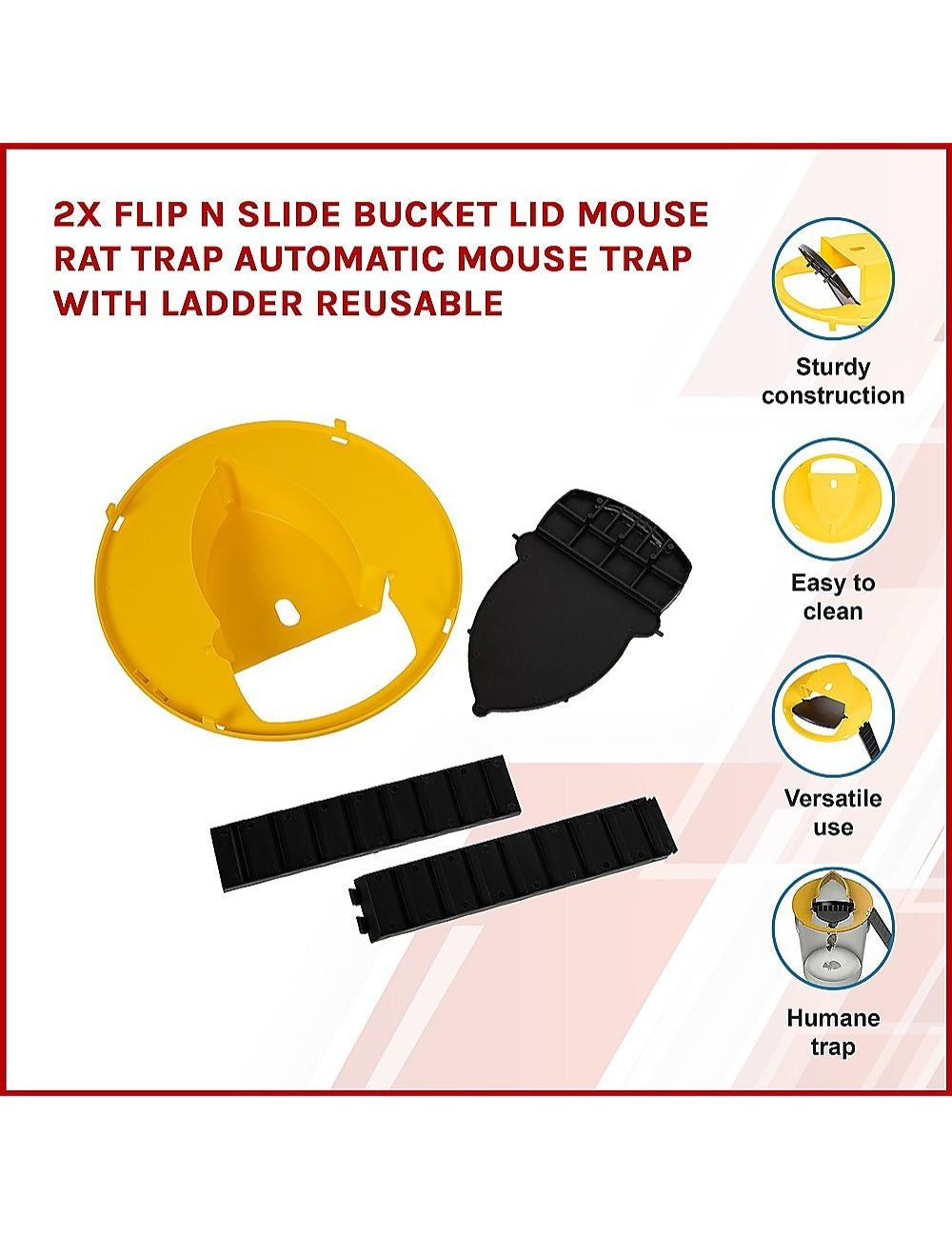 2x Flip N Slide Bucket Lid Mouse Rat Trap Automatic Mouse Trap With ...