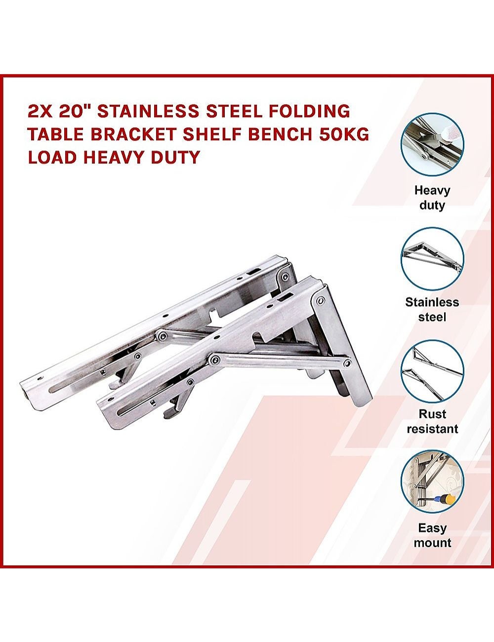 2x-20-stainless-steel-folding-table-bracket-shelf-bench-50kg-load