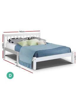 Artiss Bed Frame Double Size Wooden White SOFIE