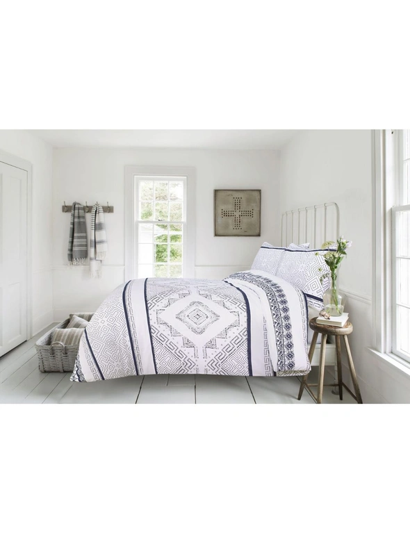 Amsons New Hampton Quilt Cover Set - White Blue, hi-res image number null