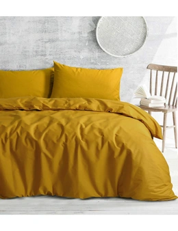 Amsons Royale Cotton Quilt Duvet Doona Cover Set with Europeon pillowcases - Mustard