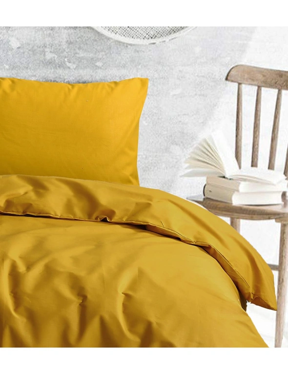 Amsons Royale Cotton Quilt Duvet Doona Cover Set with Europeon pillowcases - Mustard, hi-res image number null
