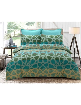 Amsons Quilt Cover Set - Oasis - Green/Beige