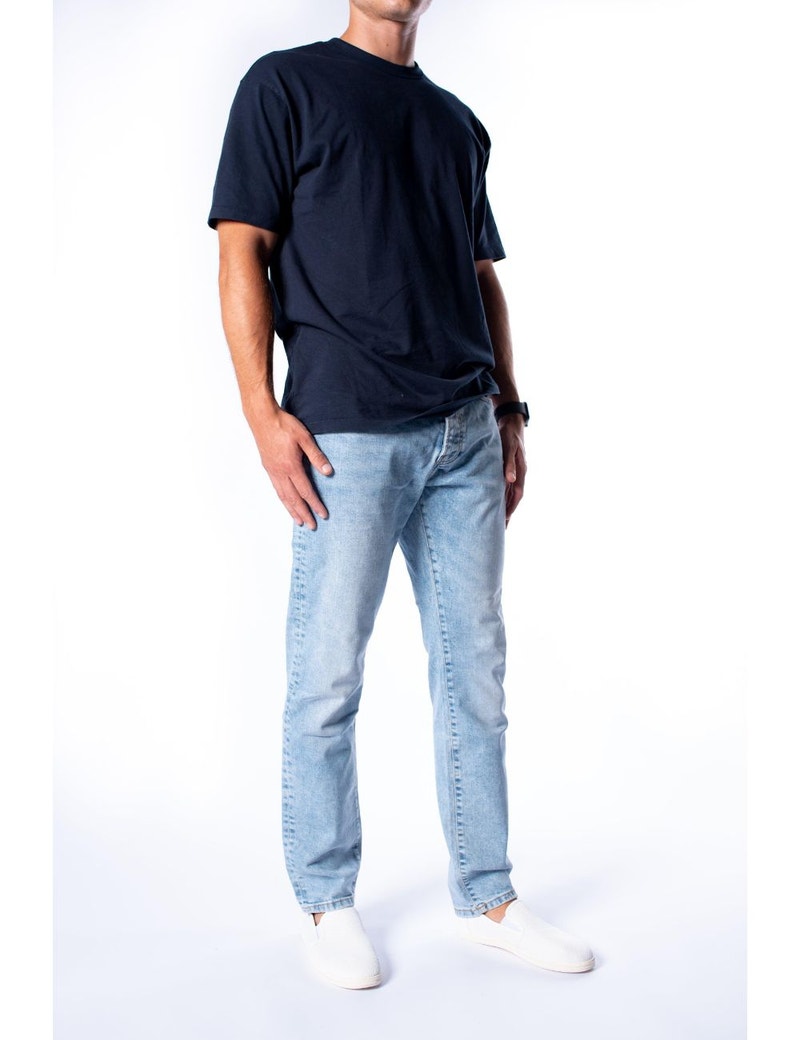topman men's organic cotton slim fit jeans - light wash denim