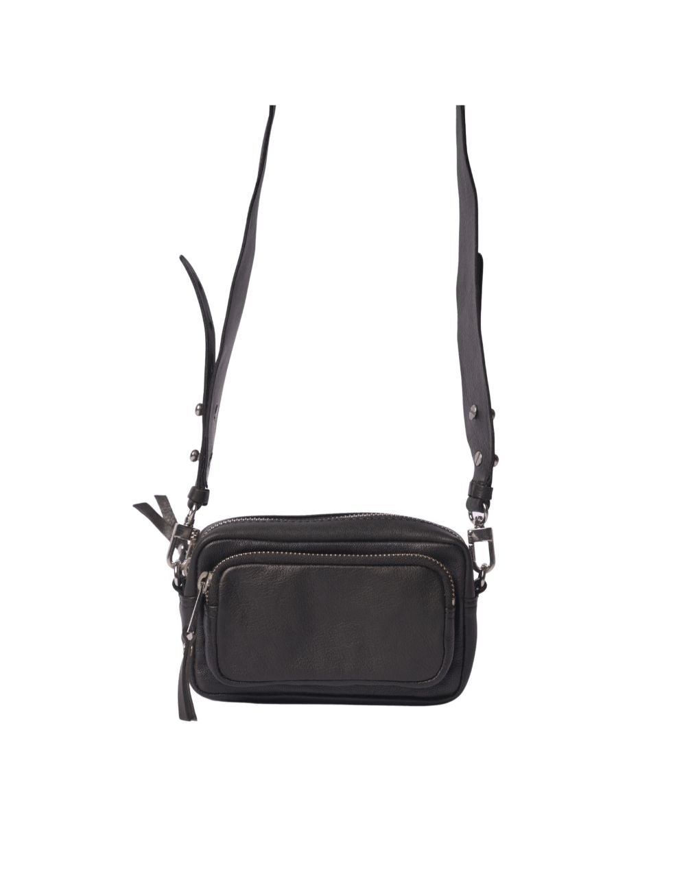 Topshop Women s Small Black Leather Crossbody Bag