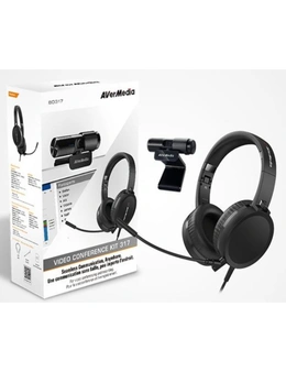 AVERMEDIA AH313 Podcast, Conference Kit, CAM313 Live Stream @ 1080P + AH313 High Quality Over the ear Headset with Mic. USB Plug and Play, Retail