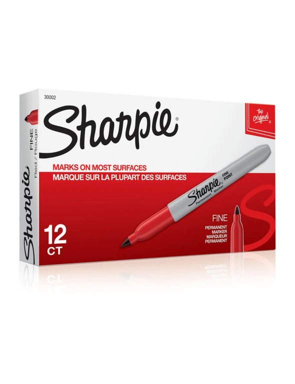 SHARPIE Fine Point Permanent Marker Red Box of 12, hi-res image number null