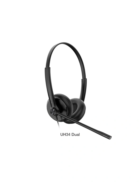 YEALINK UH34 Dual Ear Wideband Noise Cancelling Microphone - USB Connection, Leather Ear Cushions, Designed for Microsoft Teams, hi-res image number null