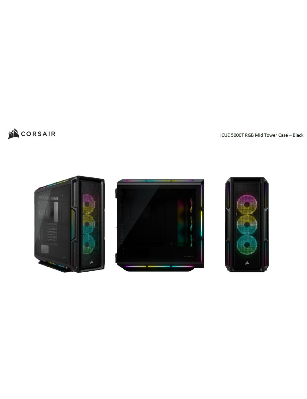 CORSAIR iCUE 5000T RGB Mid-Tower Case, Black | Rivers Australia