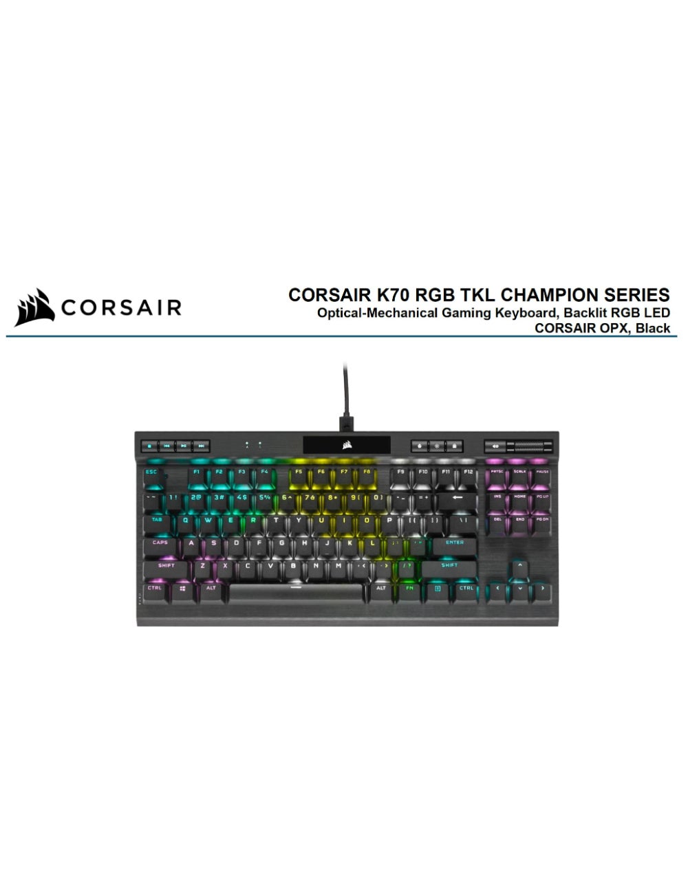 CORSAIR K70 RGB TKL OPX Silver RGB Mechanical Gaming Keyboard