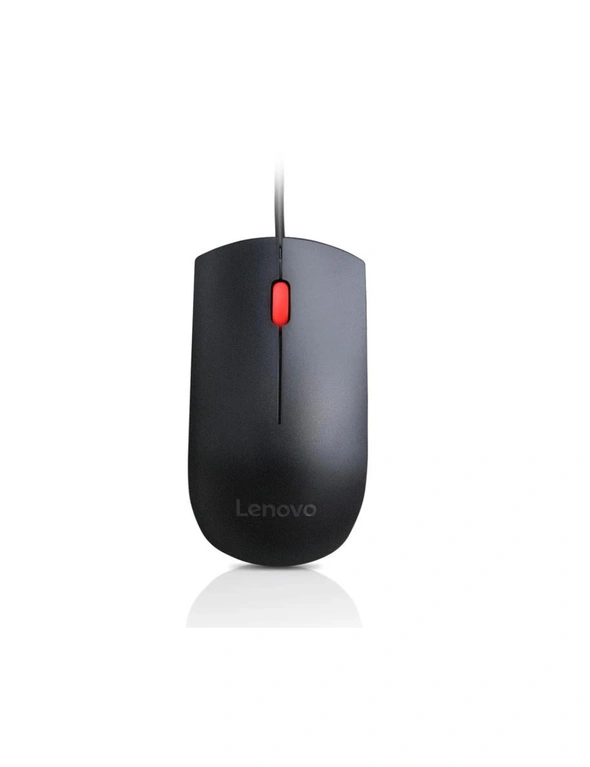 LENOVO Essential USB Mouse Full Size - Wired USB Connection, Plug-and-Play, Comfortable All Day Grip, 1600DPI, Ambidextrous Design, Black, hi-res image number null