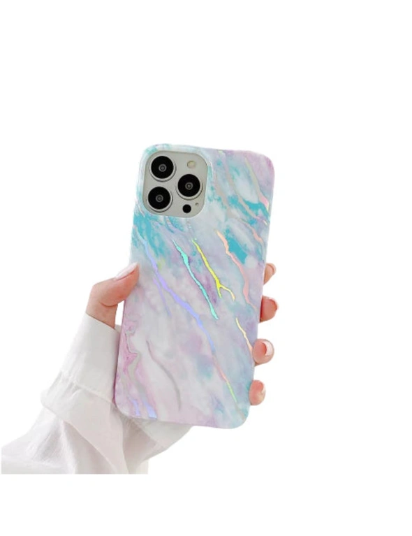 Anyco Blue-Grey Mobile Marble Oil Painting Pattern Phone Case For iPhone Back Cover Soft Silicone Apple iPhone Compatible, hi-res image number null