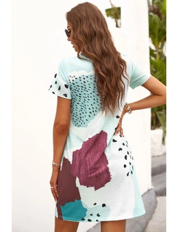 Azura Exchange White Leopard Splicing Color Block Mini Dress