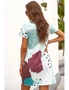 Azura Exchange White Leopard Splicing Color Block Mini Dress, hi-res